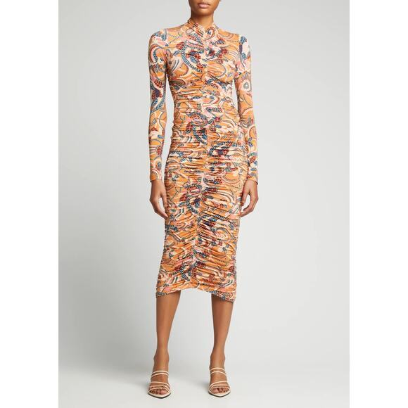 A.L.C. Ansel Long‑Sleeve Ruched Bodycon Midi Dress - Picture 6 of 14